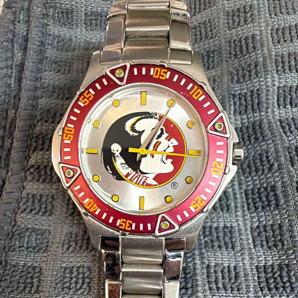 Vintage Florida State Seminoles Quartz Analog Wristwatch Stainless Steel